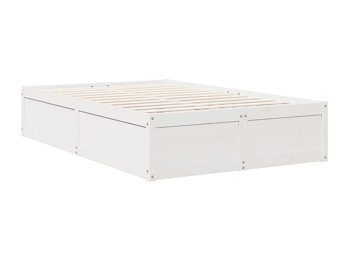 Bed met boekenkast zonder matras grenenhout wit 135x190 cm