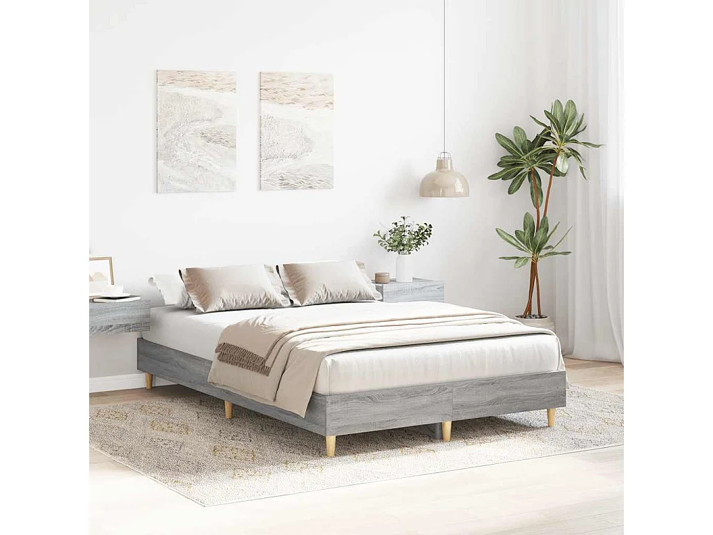 Cadre de lit sans matelas sonoma gris 120x200cm bois ingénierie