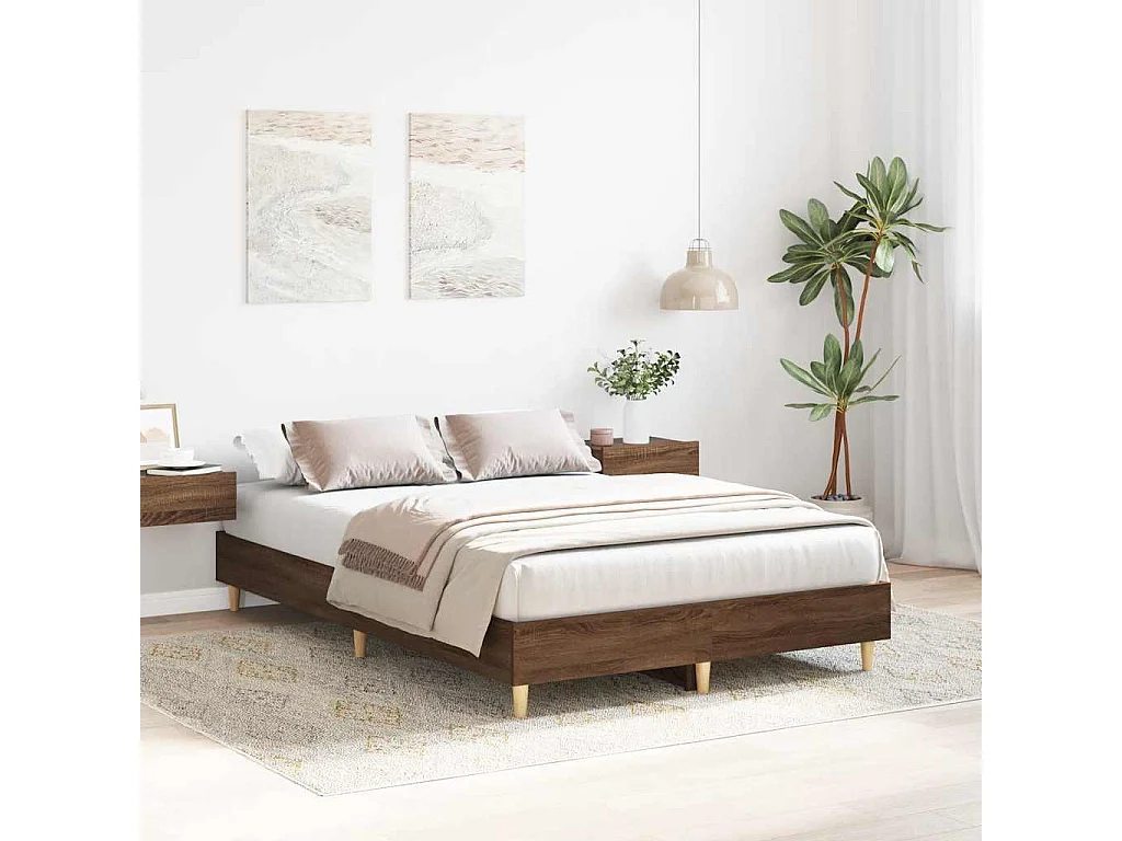 Bedframe zonder matras 140x190 cm spaanplaat bruin eikenkleurig