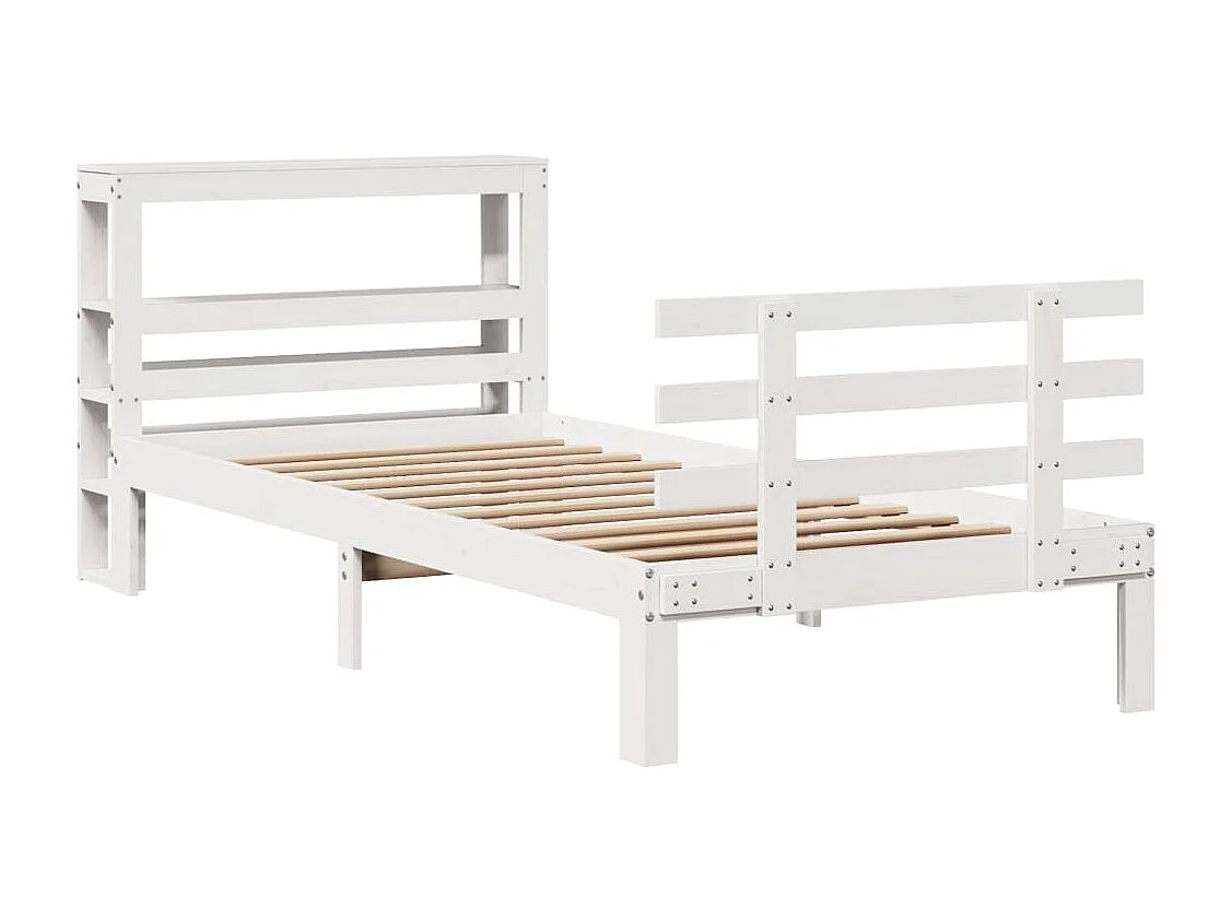 Cadre de lit avec tête de lit sans matelas blanc 90x200 cm