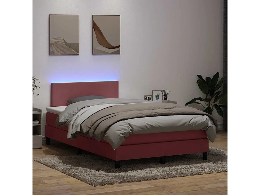 Sommier à lattes de lit avec matelas rose 120x220 cm velours