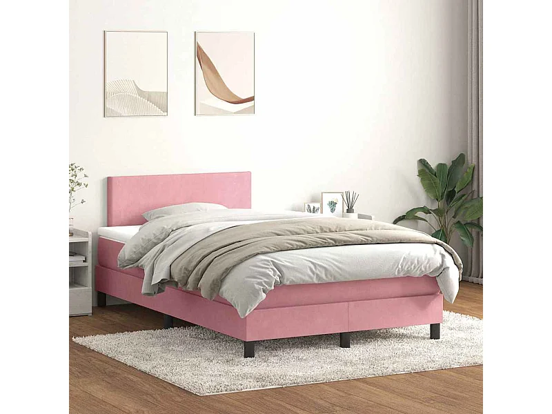 Sommier à lattes de lit avec matelas rose 120x220 cm velours