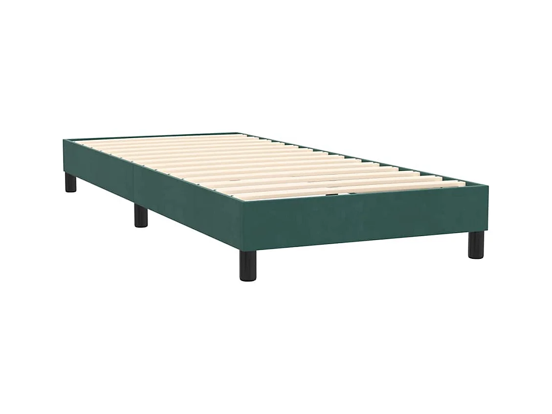 Cama box spring con colchón terciopelo verde oscuro 80x220 cm