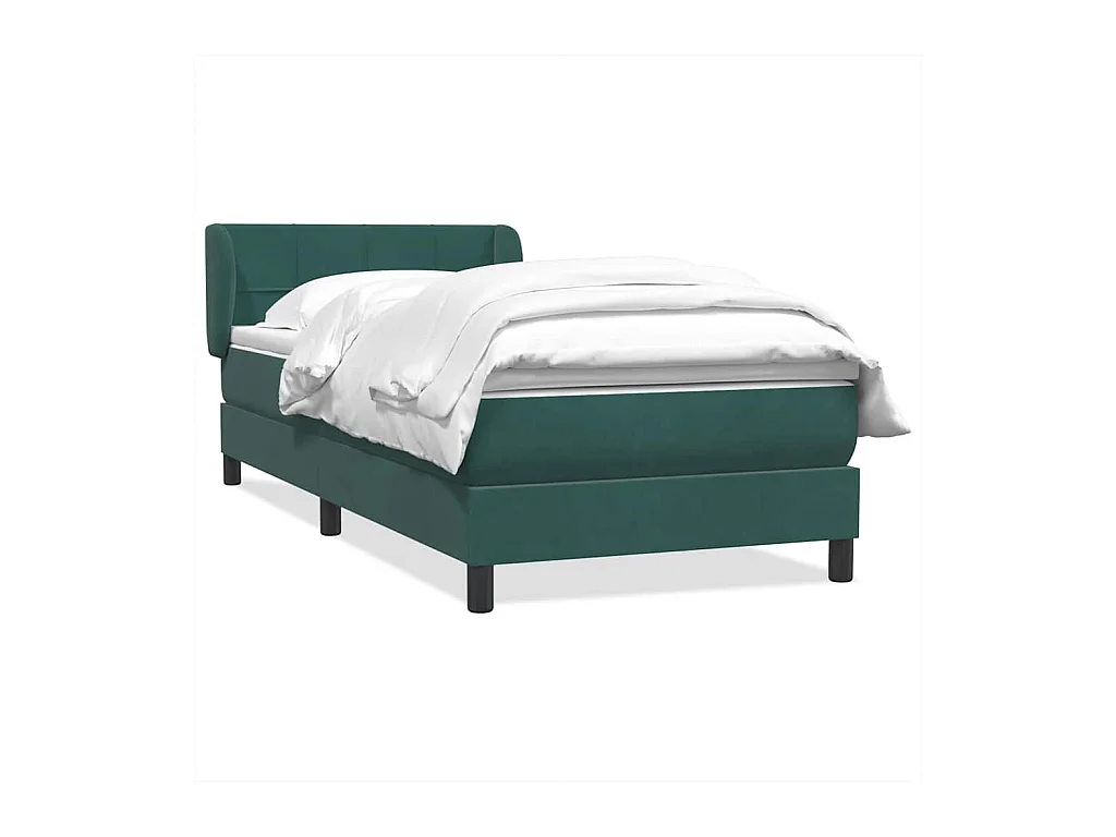 Sommier à lattes de lit et matelas vert foncé 80x220 cm velours