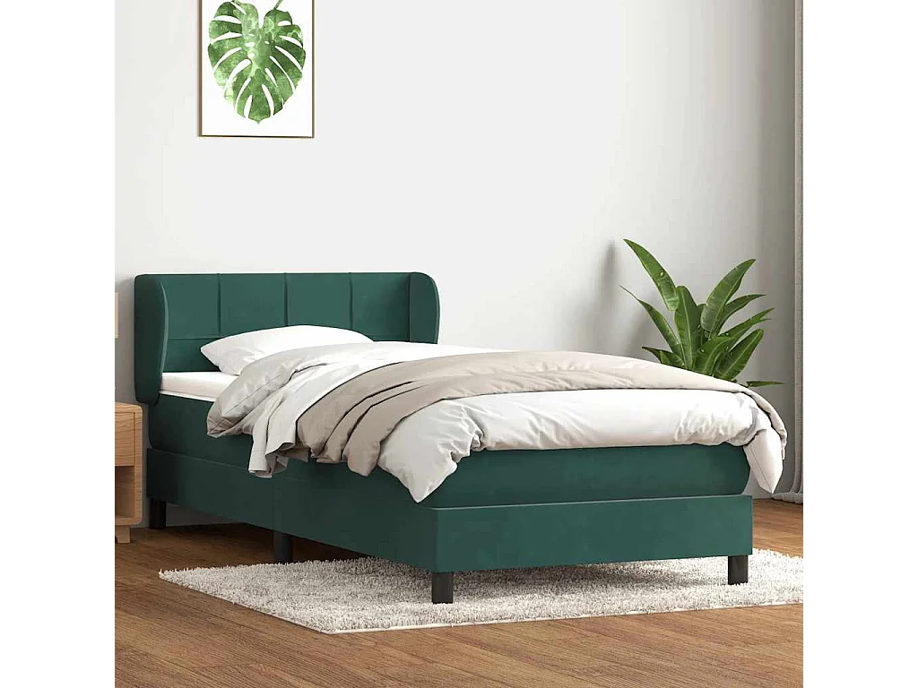Sommier à lattes de lit et matelas vert foncé 80x220 cm velours
