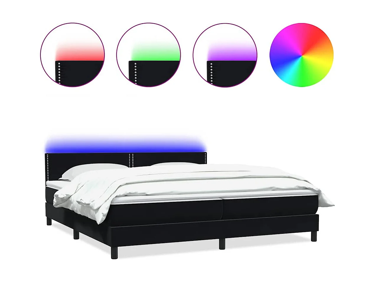 Cama box spring con colchón terciopelo negro 180x220 cm