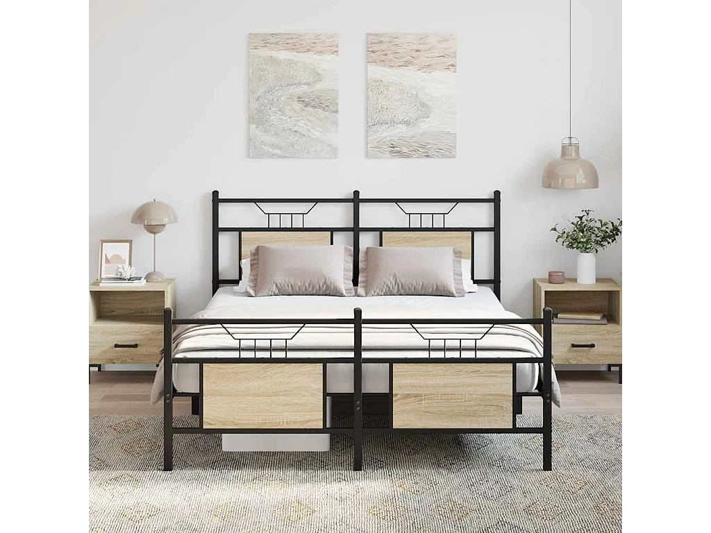 Estructura de cama sin colchón madera roble Sonoma 150x200 cm