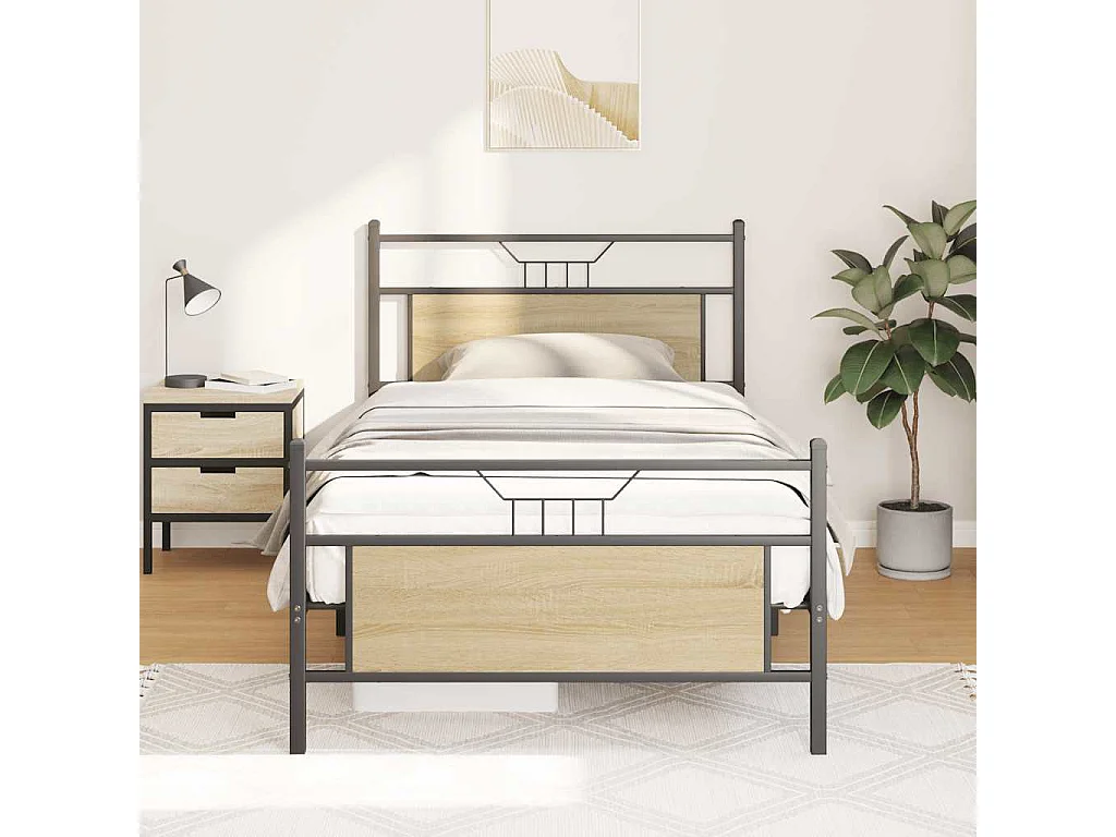 Estructura de cama sin colchón madera roble Sonoma 100x200 cm