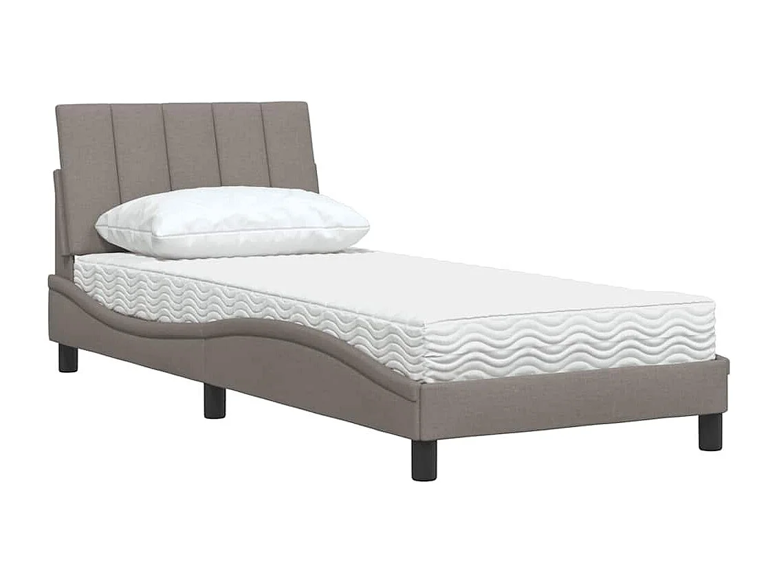 Lit avec matelas taupe 90x190 cm tissu