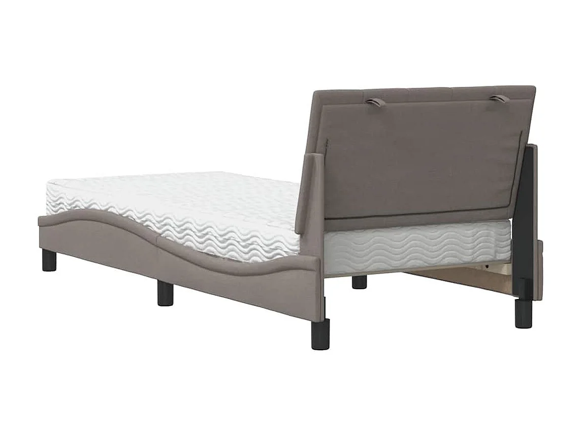 Lit avec matelas taupe 90x190 cm tissu