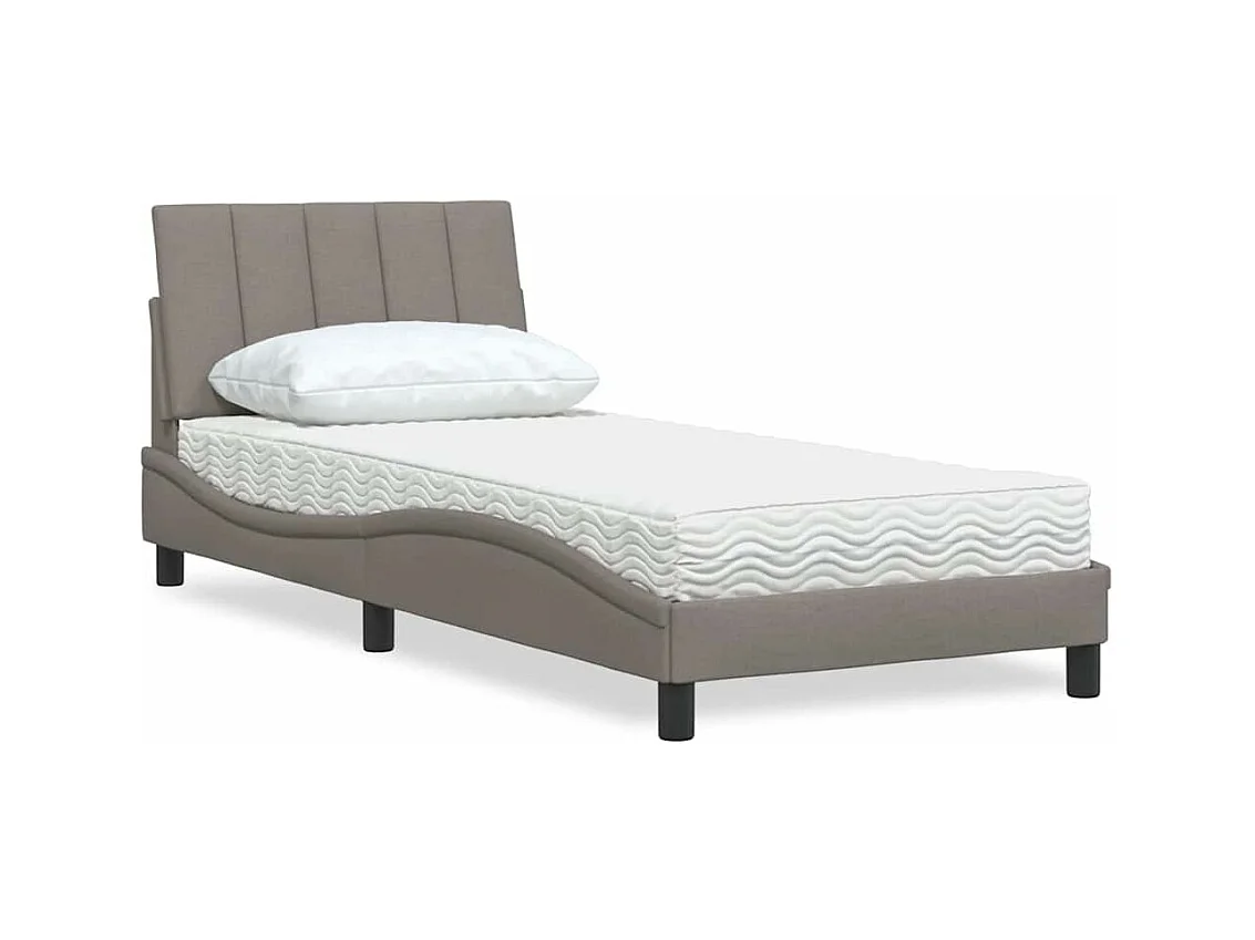 Lit avec matelas taupe 90x190 cm tissu
