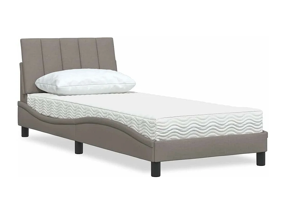 Bed met matras "Hanko" stof taupe 90x190 cm
