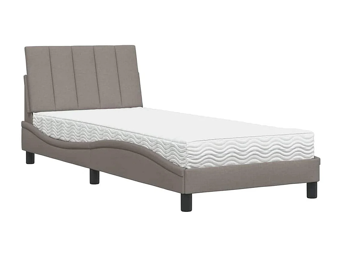 Bed met matras "Hanko" stof taupe 90x190 cm