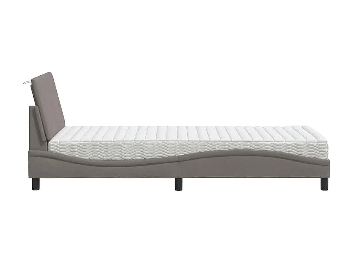 Bed met matras "Hanko" stof taupe 90x190 cm