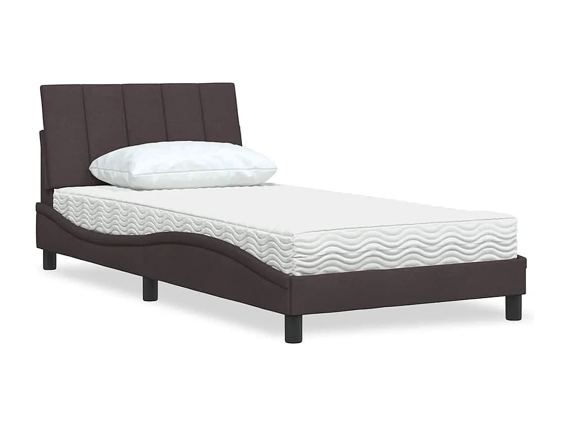 Bed met matras "Hanko" stof donkerbruin 100x200 cm