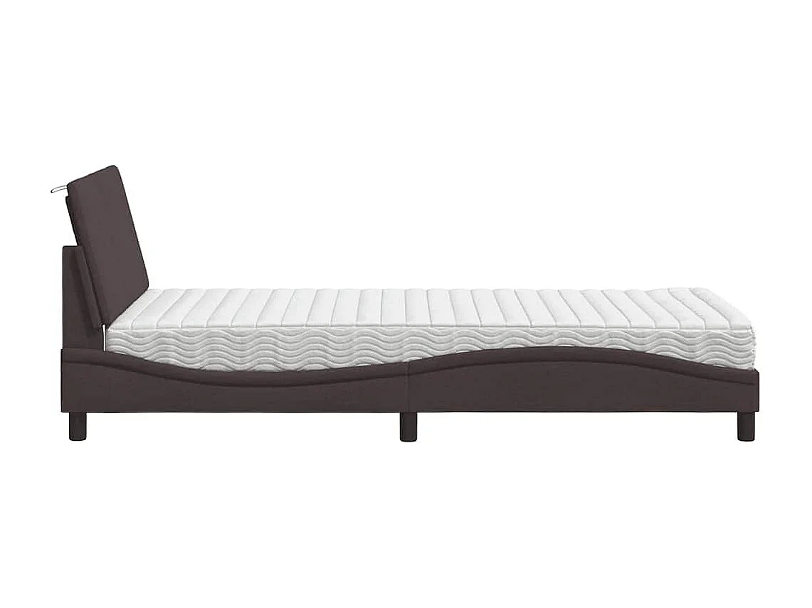 Bed met matras "Hanko" stof donkerbruin 100x200 cm