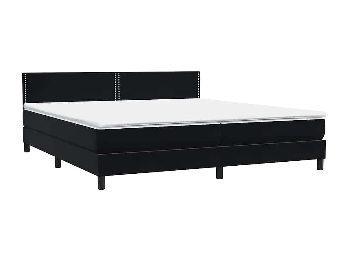 Cama box spring con colchón terciopelo negro 180x220 cm