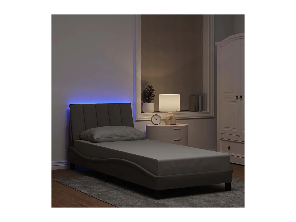 Cadre de lit sans matelas taupe 90x200 cm tissu