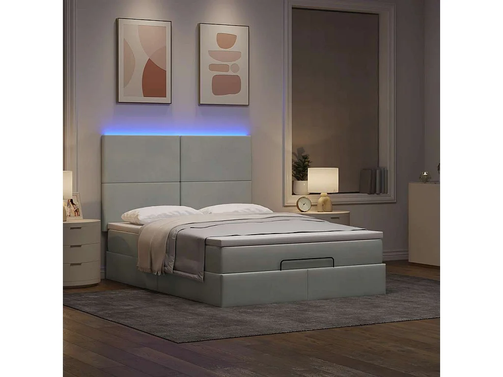 Estructura cama otomana colchones gris claro 140x190cm