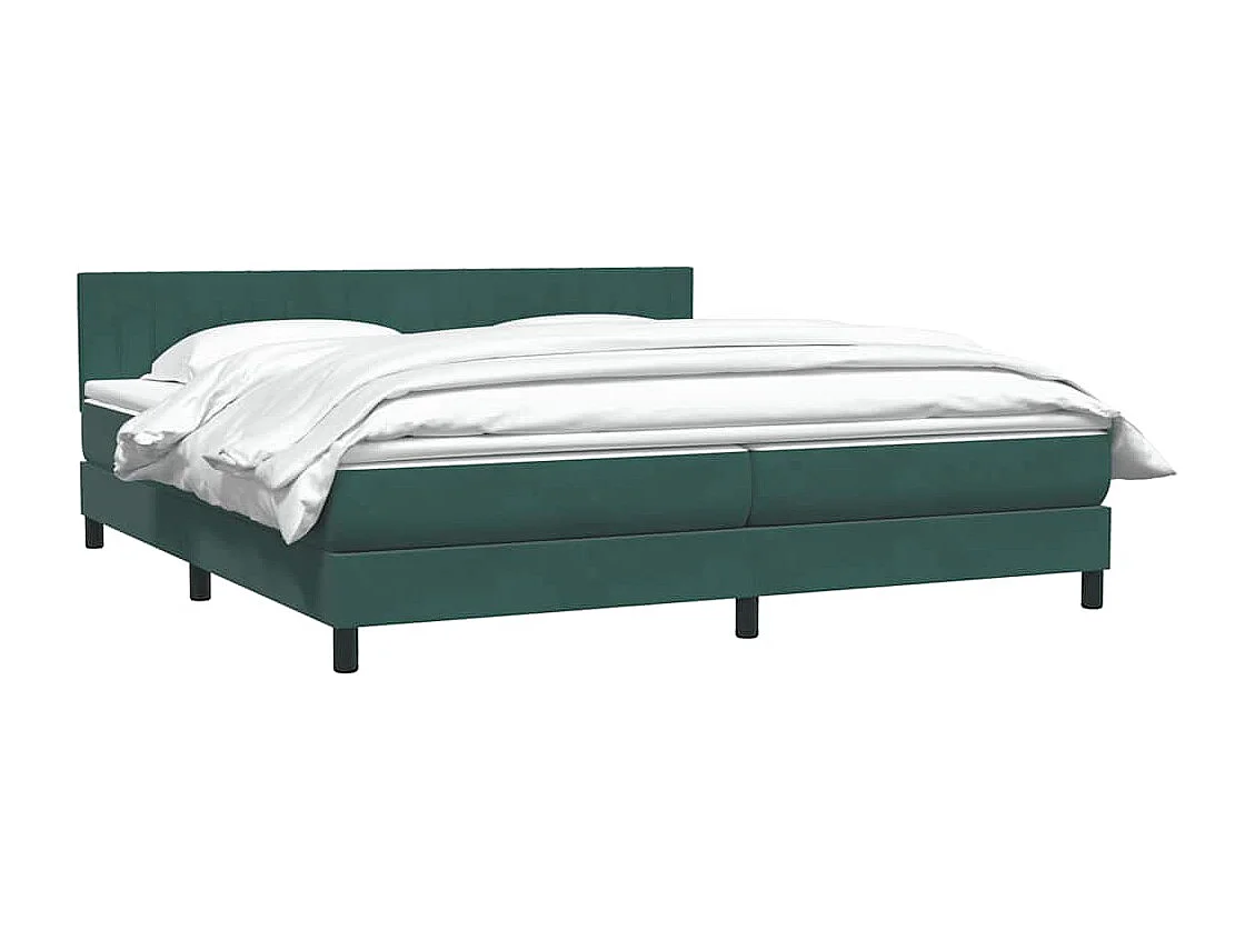 Cama box spring con colchón terciopelo verde oscuro 180x220 cm