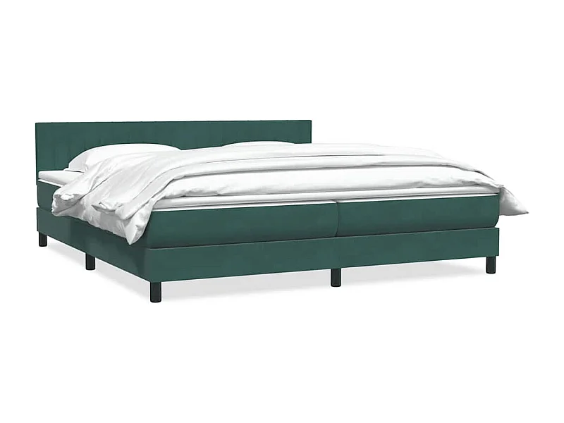 Cama box spring con colchón terciopelo verde oscuro 180x220 cm