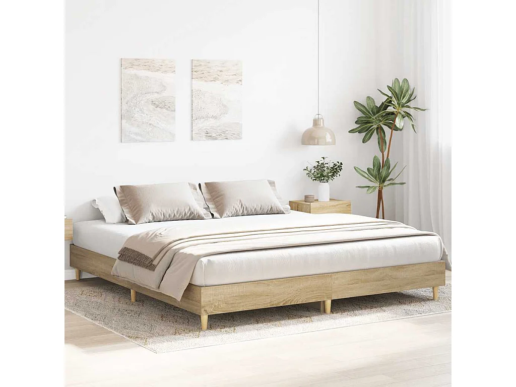 Estructura de cama sin colchón roble Sonoma 180x200 cm