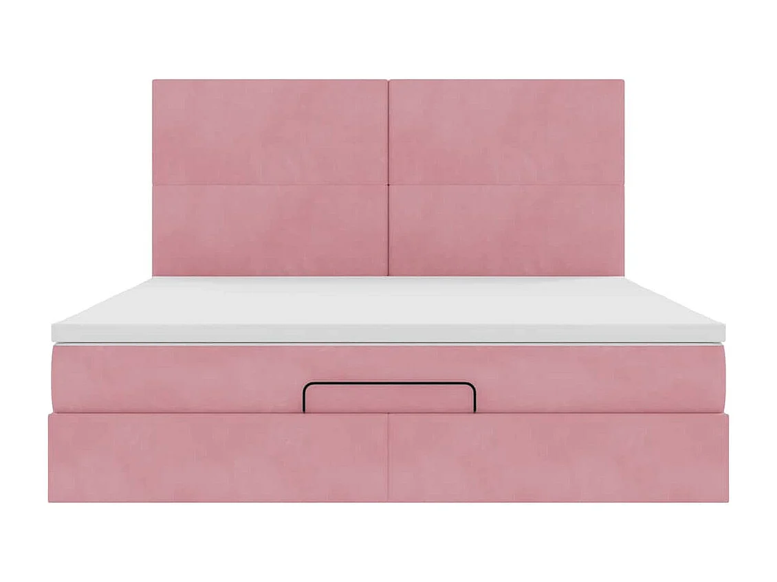 Estructura de cama otomana colchones terciopelo rosa 160x200cm