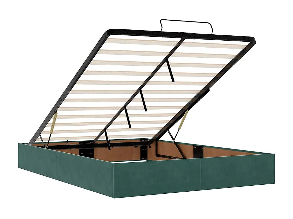 Estructura de cama otomana con colchones verde oscuro 140x200cm