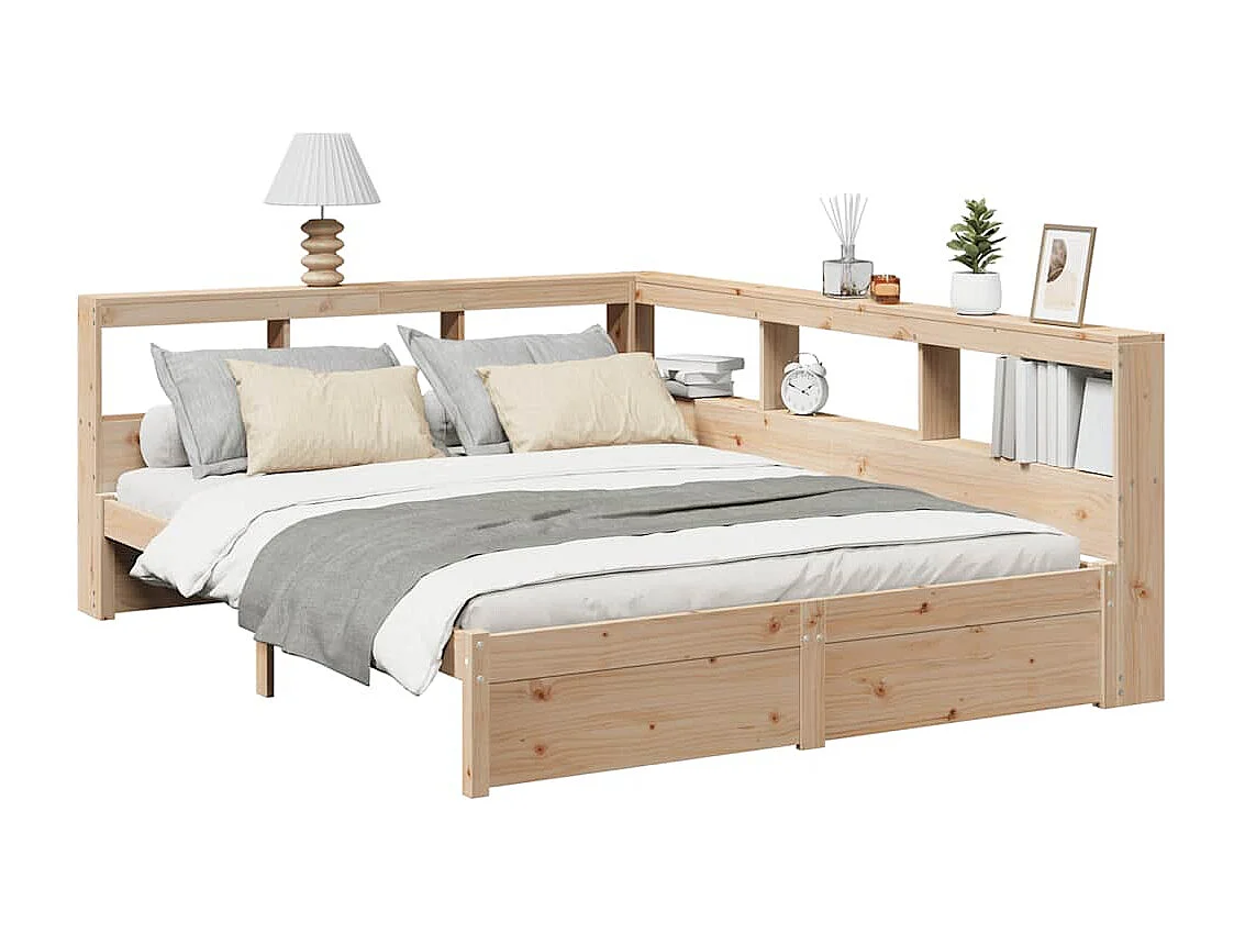 Lit bibliothèque sans matelas 140x190 cm bois de pin massif