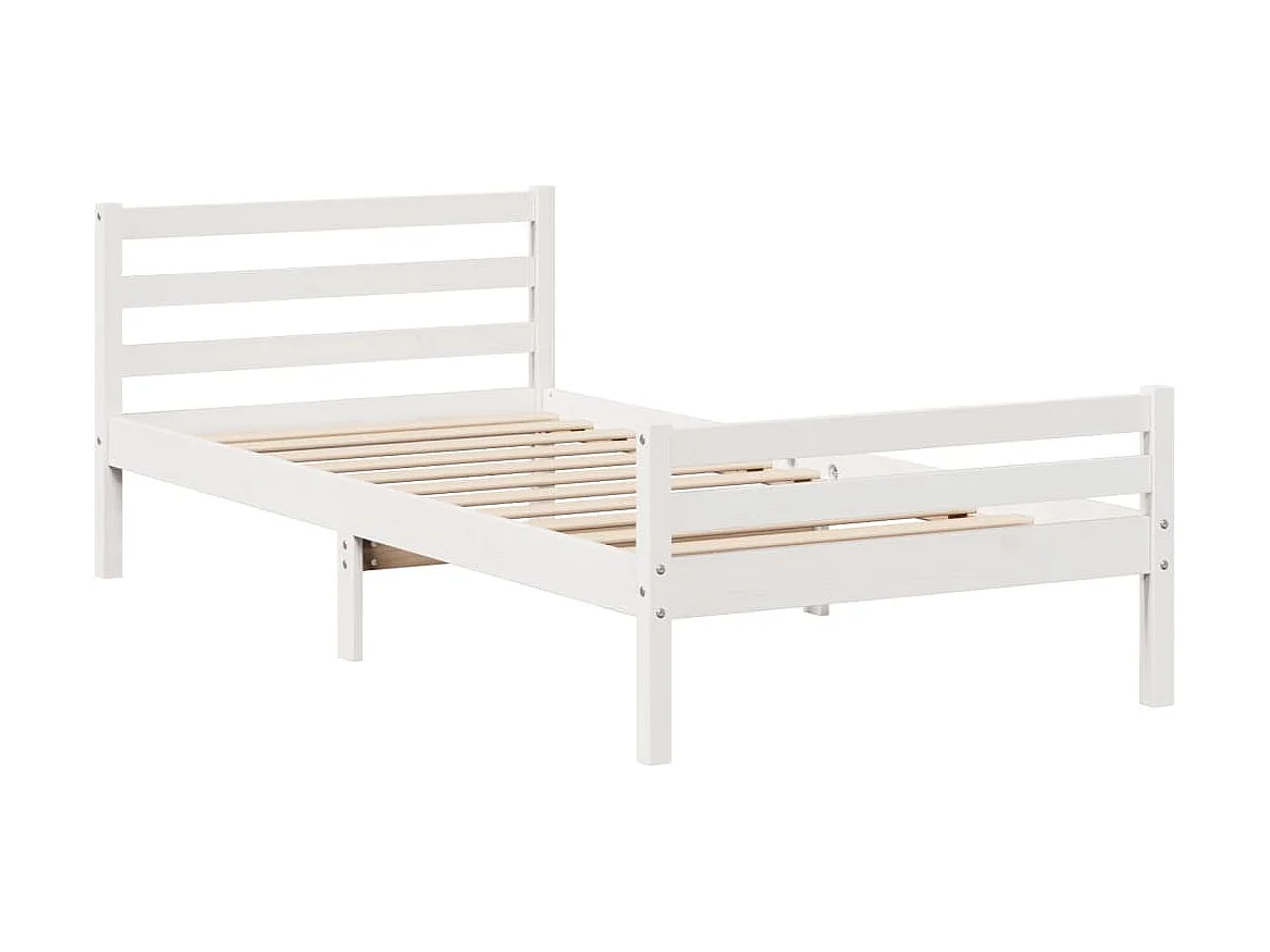 Estructura de cama con cabecero sin colchón blanco 100x200 cm