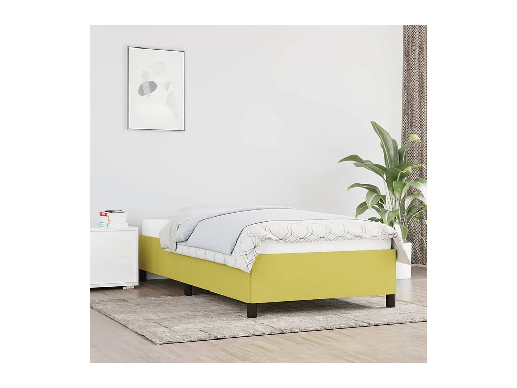 Cadre de lit Vert 90x190 cm Tissu