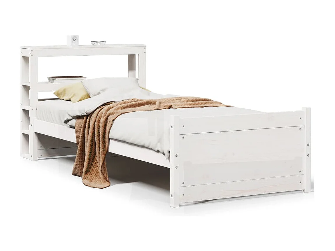 Cadre de lit avec tête de lit sans matelas blanc 75x190 cm