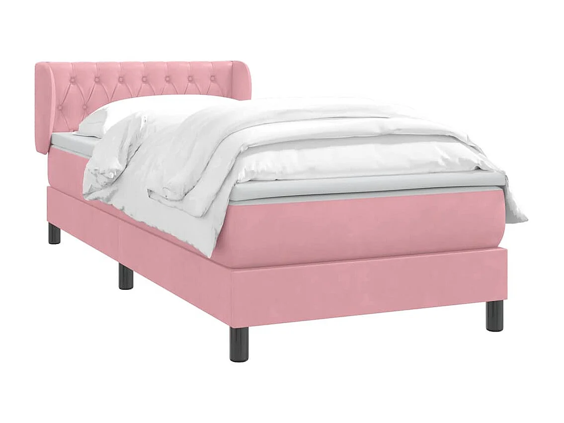 Sommier à lattes de lit avec matelas rose 80x220 cm velours