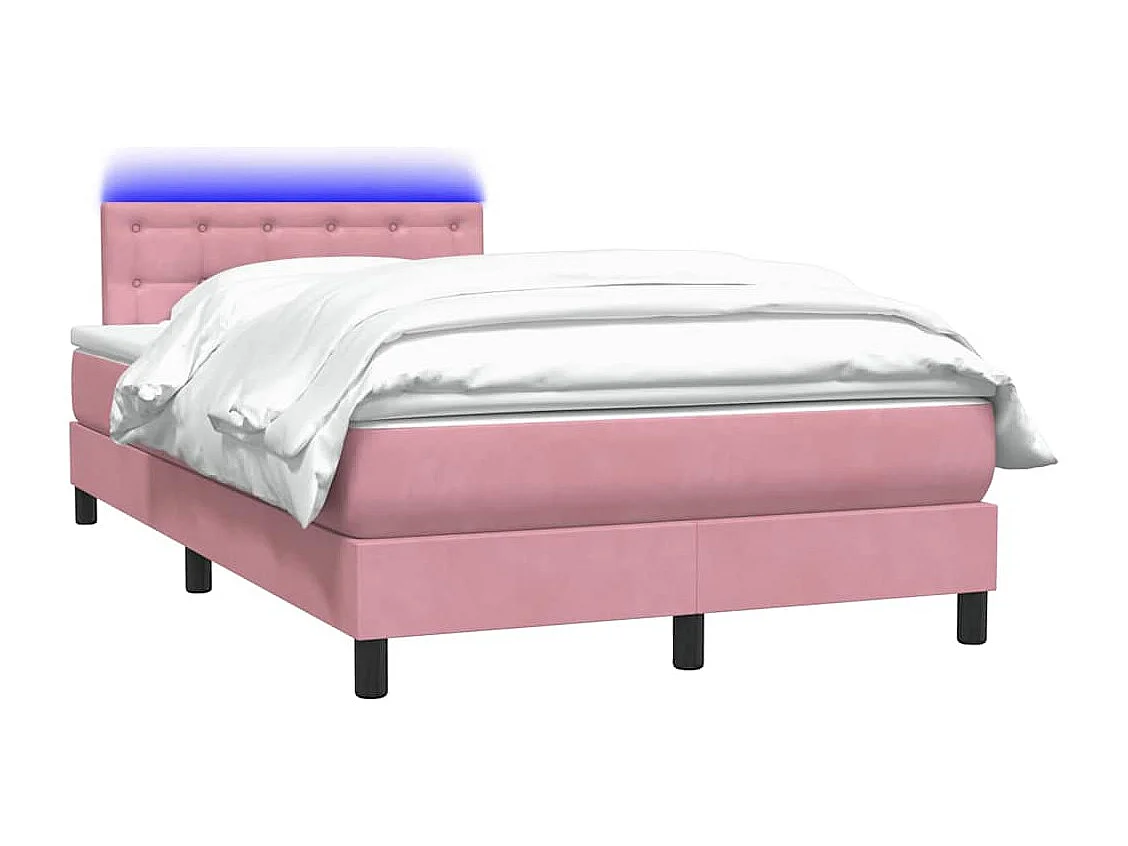 Sommier à lattes de lit avec matelas rose 120x210 cm velours