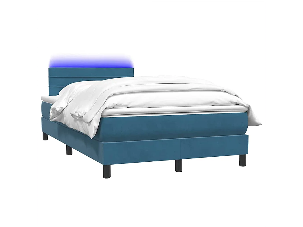 Sommier à lattes de lit et matelas bleu foncé 120x210cm velours