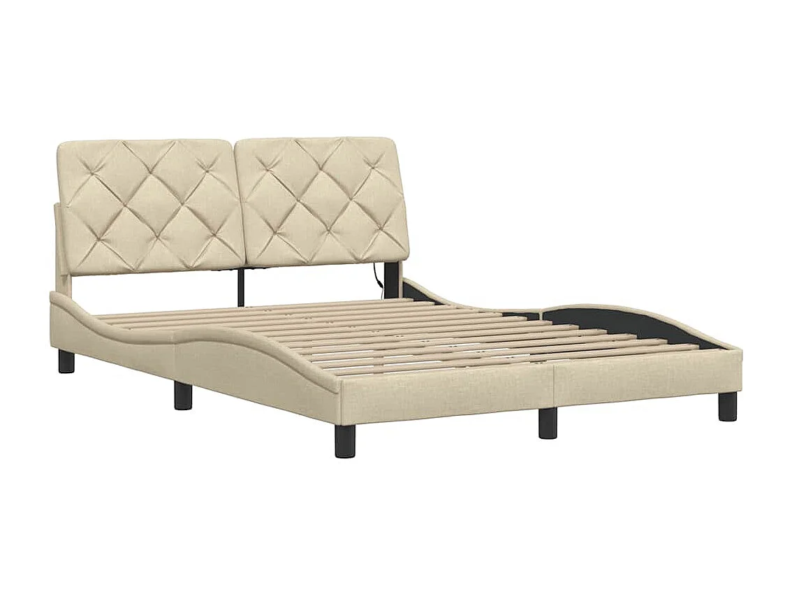 Bedframe met LED zonder matras 140x200 cm stof crème