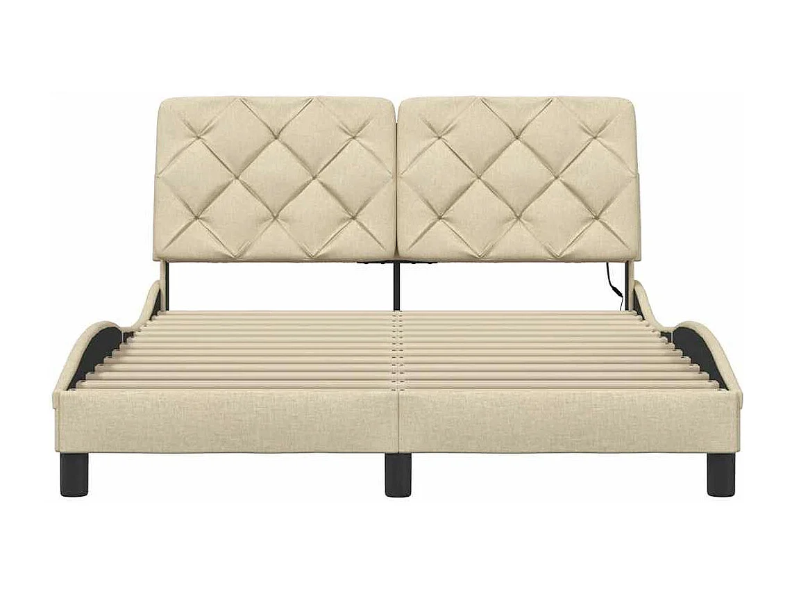 Cadre de lit avec LED sans matelas crème 140x200 cm tissu