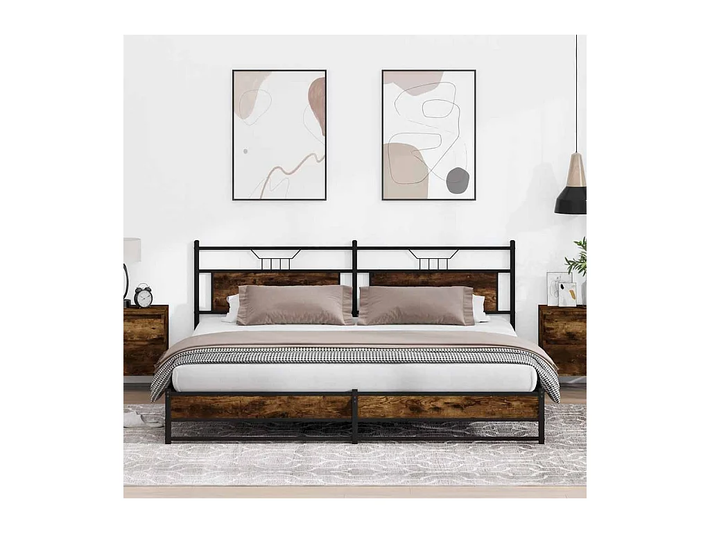 Bedframe zonder matras metaal gerookt eikenkleurig 200x200 cm