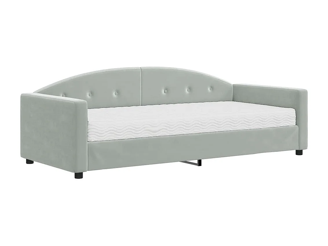 Lit de jour avec matelas gris clair 90x190 cm velours