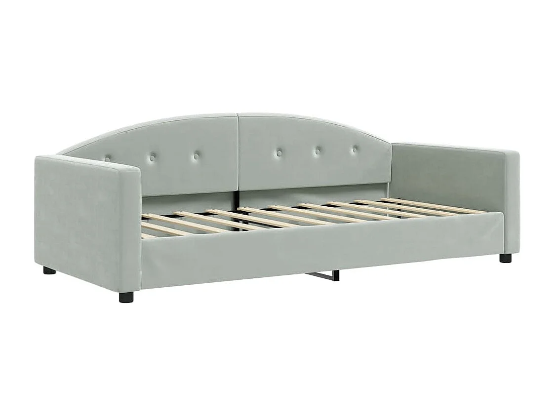 Lit de jour avec matelas gris clair 90x190 cm velours
