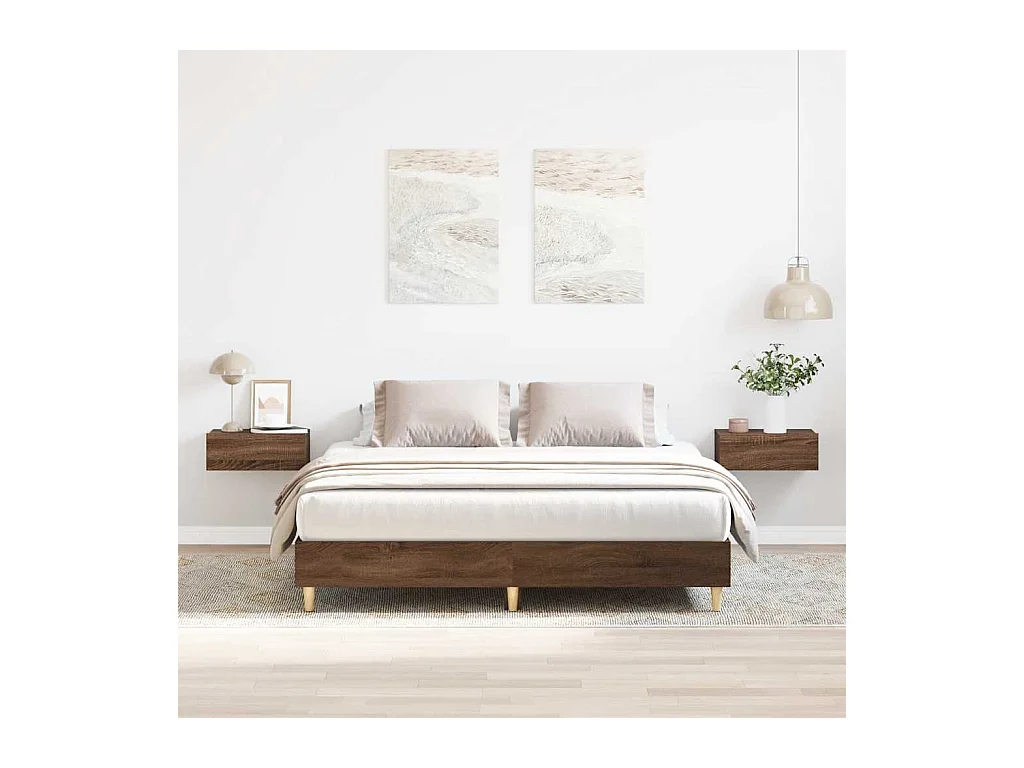Estructura de cama sin colchón madera marrón roble 150x200 cm