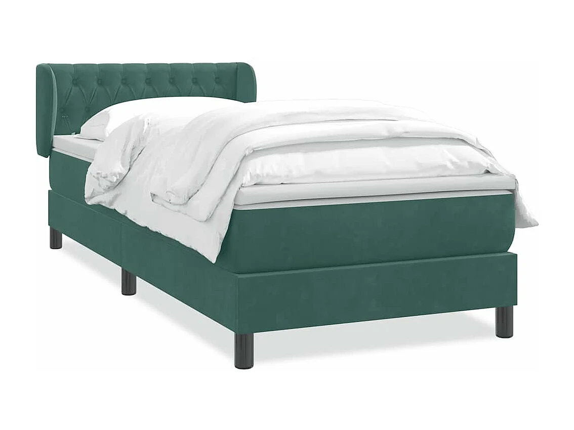 Sommier à lattes de lit et matelas vert foncé 100x210cm velours