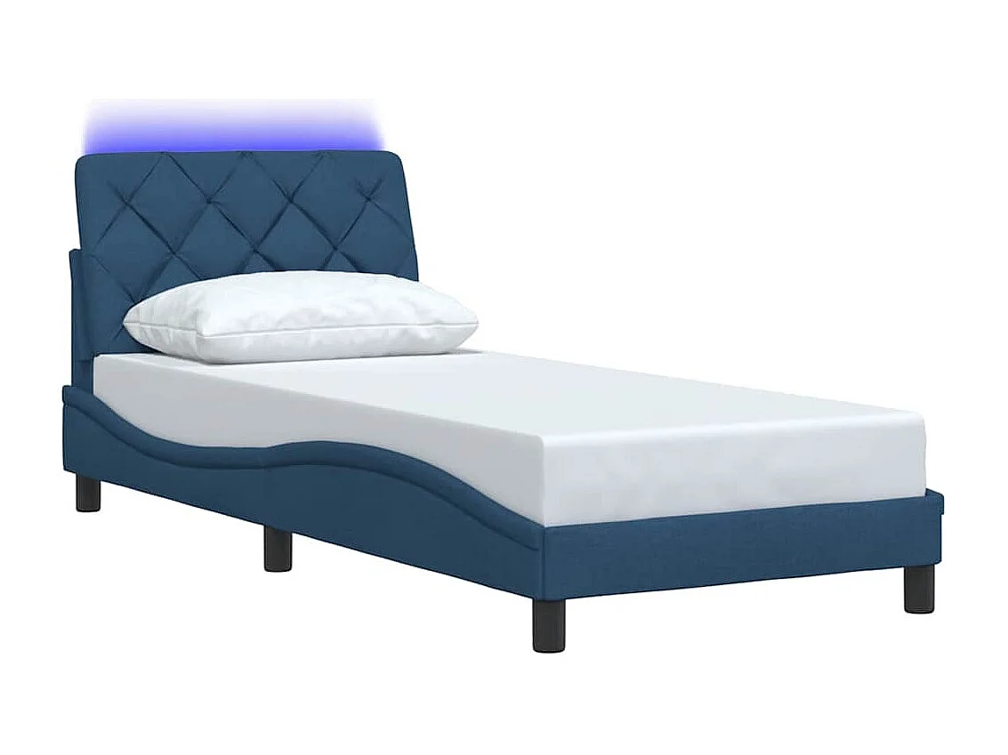 Estrutura de cama com LED sem colchão 80x200 cm tecido azul
