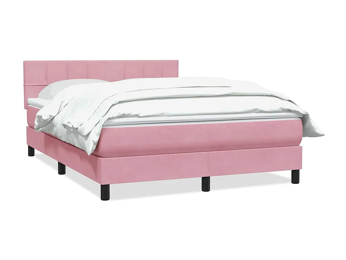 Cama box spring con colchón terciopelo rosa 140x220 cm