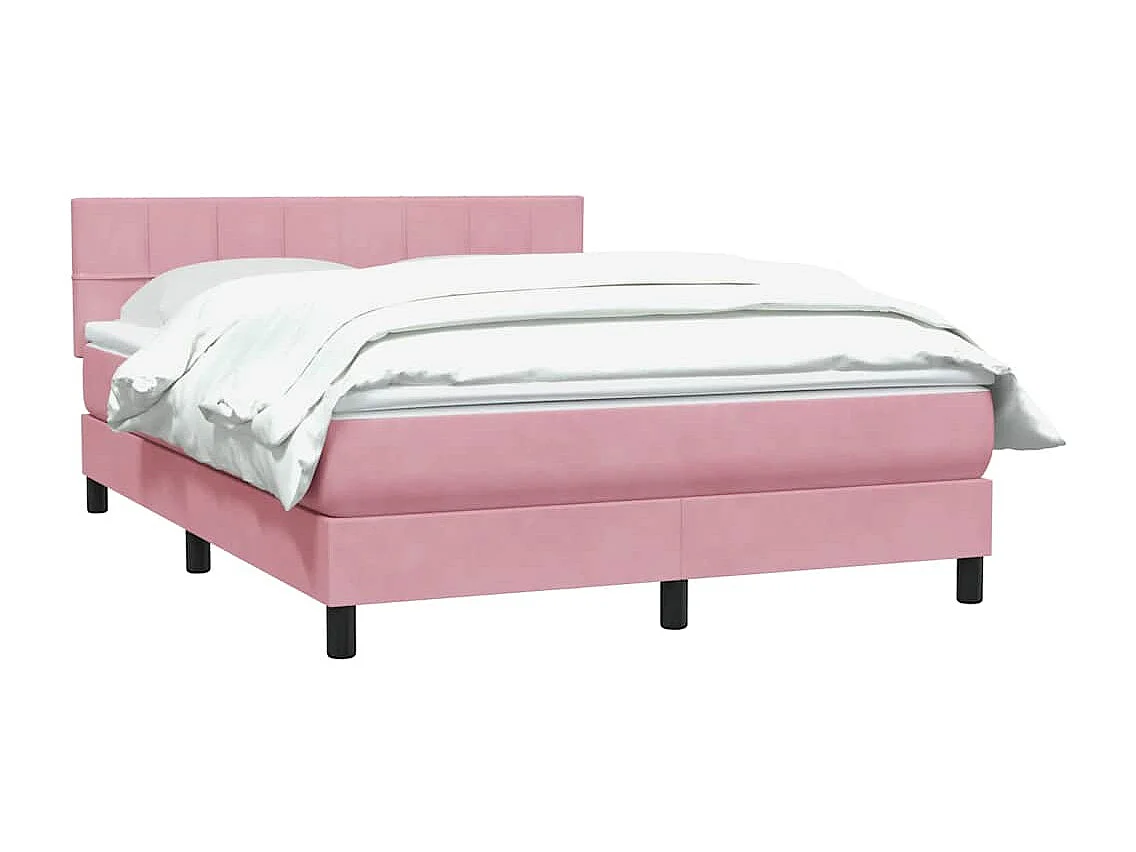 Cama box spring con colchón terciopelo rosa 140x220 cm