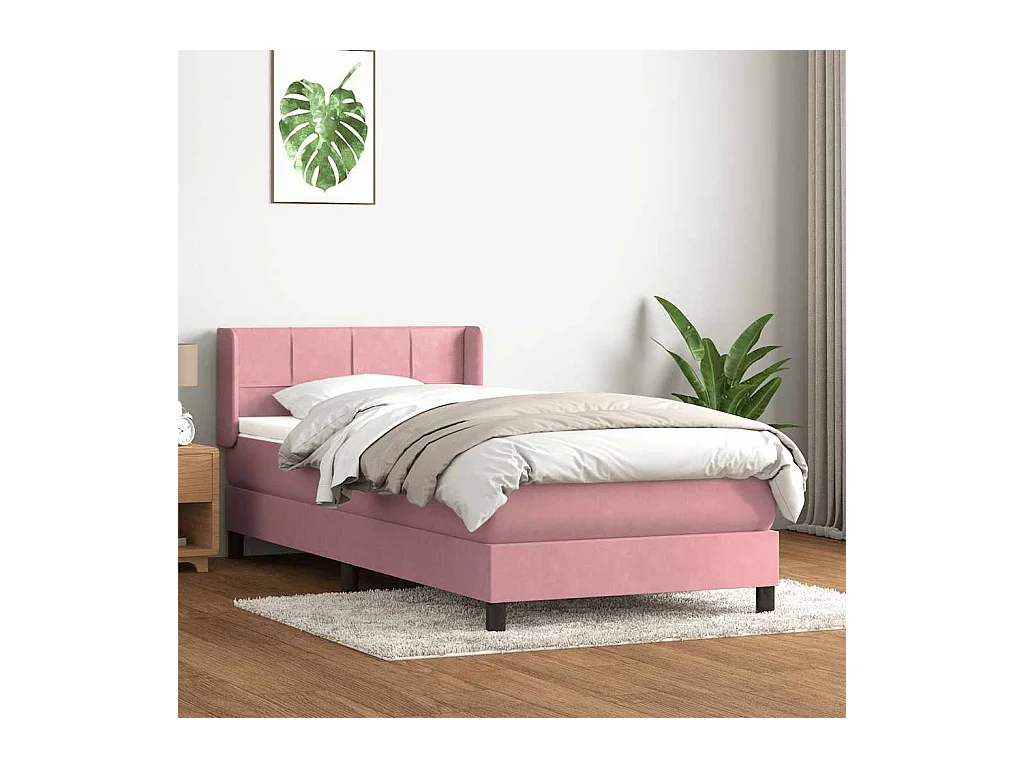 Boxspring met matras fluweel roze 80x220 cm
