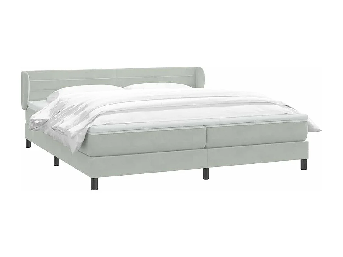 Cama box spring con colchones terciopelo gris claro 180x220 cm