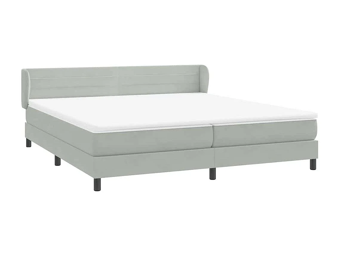 Cama box spring con colchones terciopelo gris claro 180x220 cm