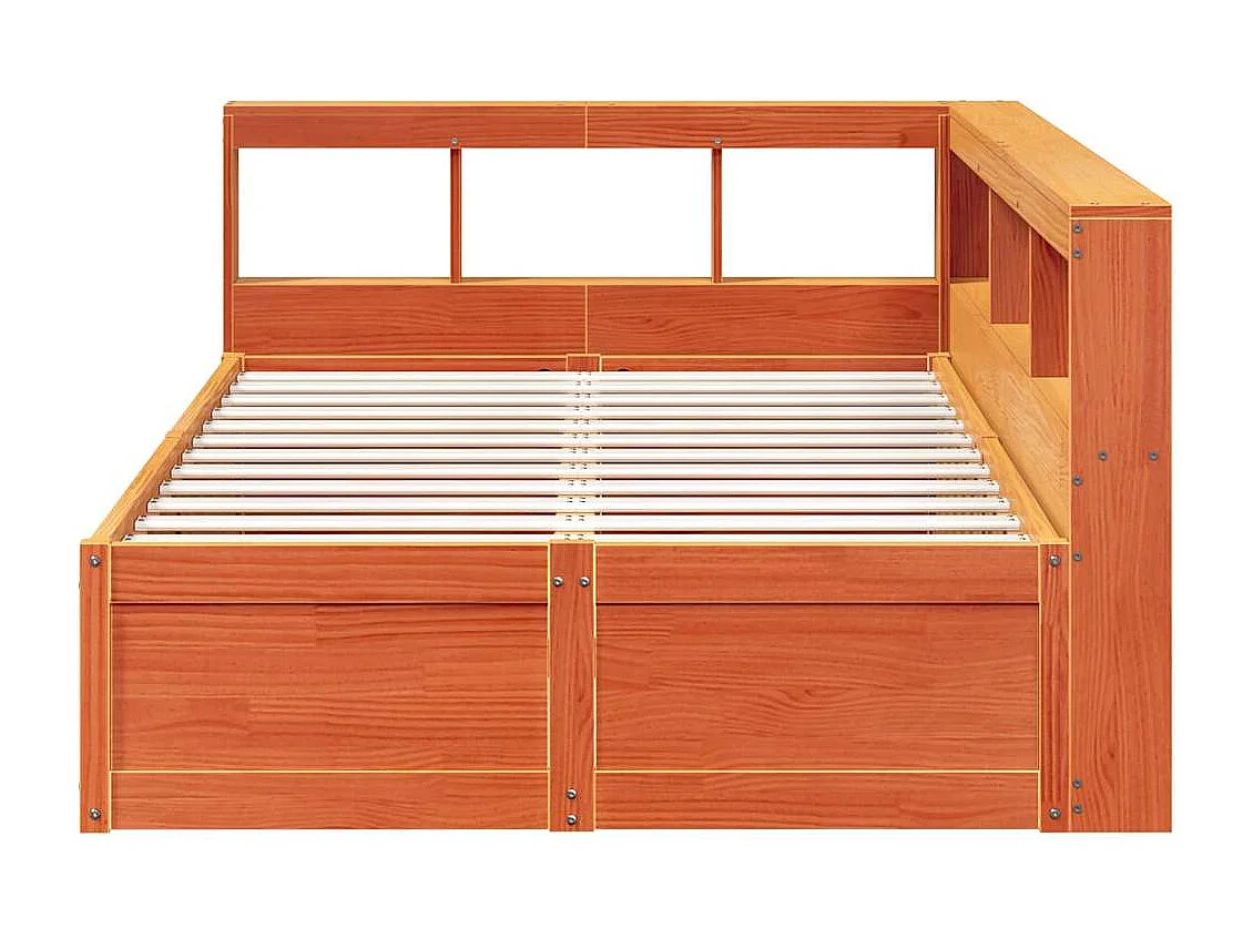 Lit bibliothèque sans matelas cire marron 120x200 cm pin massif