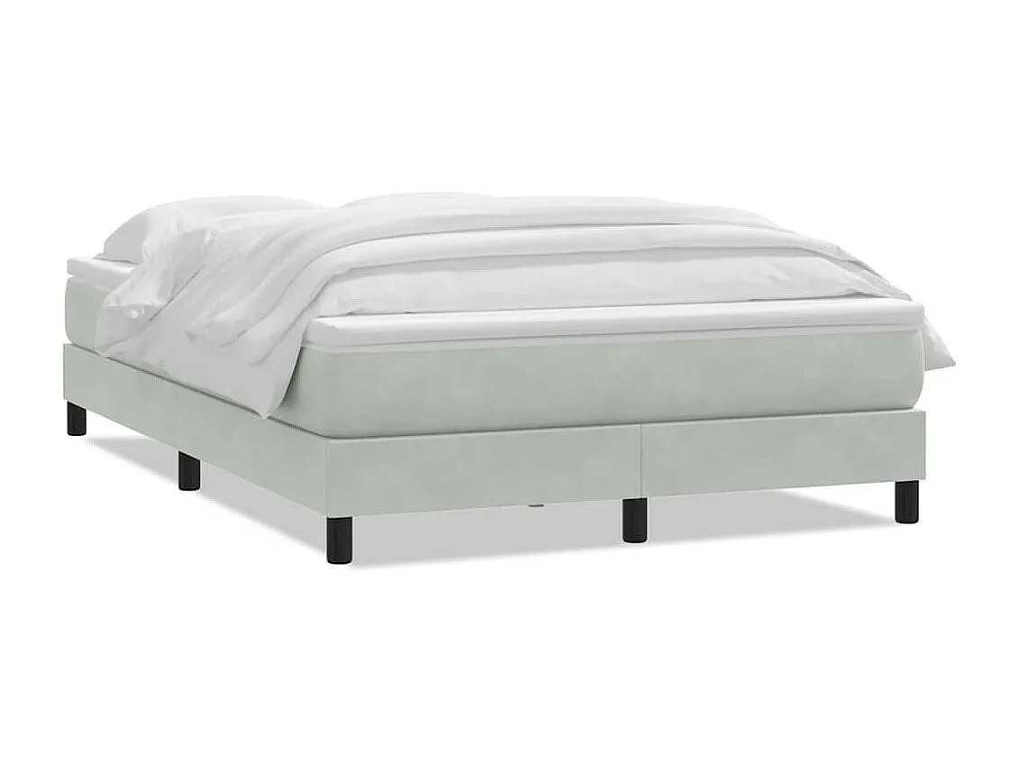 Boxspring met matras fluweel lichtgrijs 140x210 cm